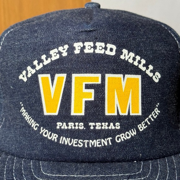 Vintage Valley‎ Feed Mills VFM Paris Texas TX Snapback Hat Cap Trucker - Picture 2 of 8